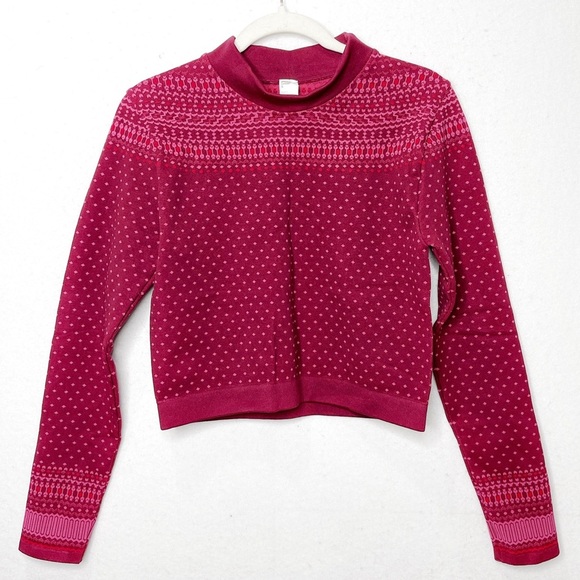 Fabletics Holly Seamless Fair Isle Long Sleeve Top & Leggings Set Merlot XL - Picture 5 of 14